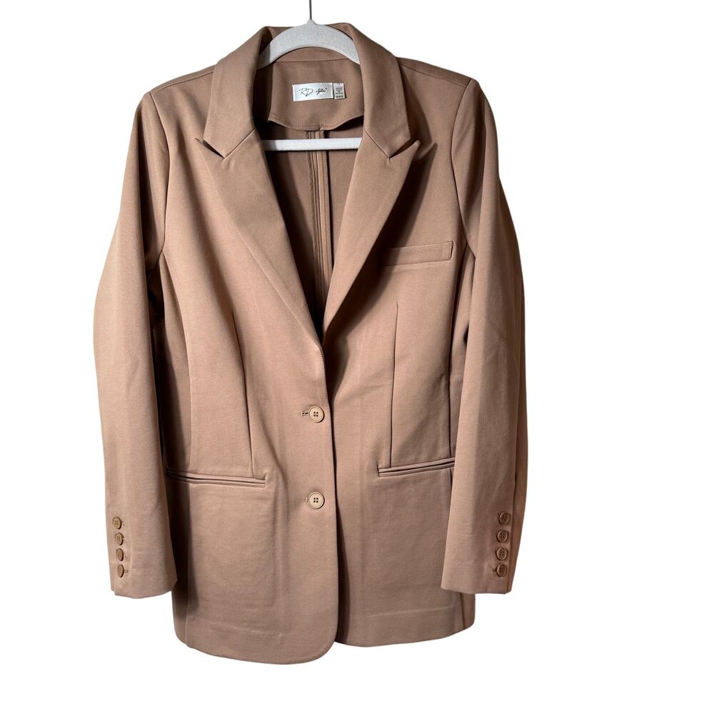 RD Style Ponte Knit Single Breasted Stretch Blazer Camel Women SZ M